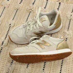 New Balance 520  Women's White and Gold Sneakers